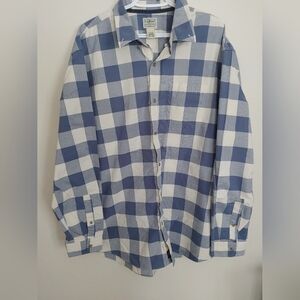 L.L. Bean Blue and White Plaid Men's Shirt